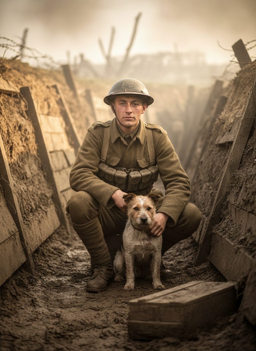 When a Tommy's Terrier Kept Watch in the Guyencourt Ditch, 1918