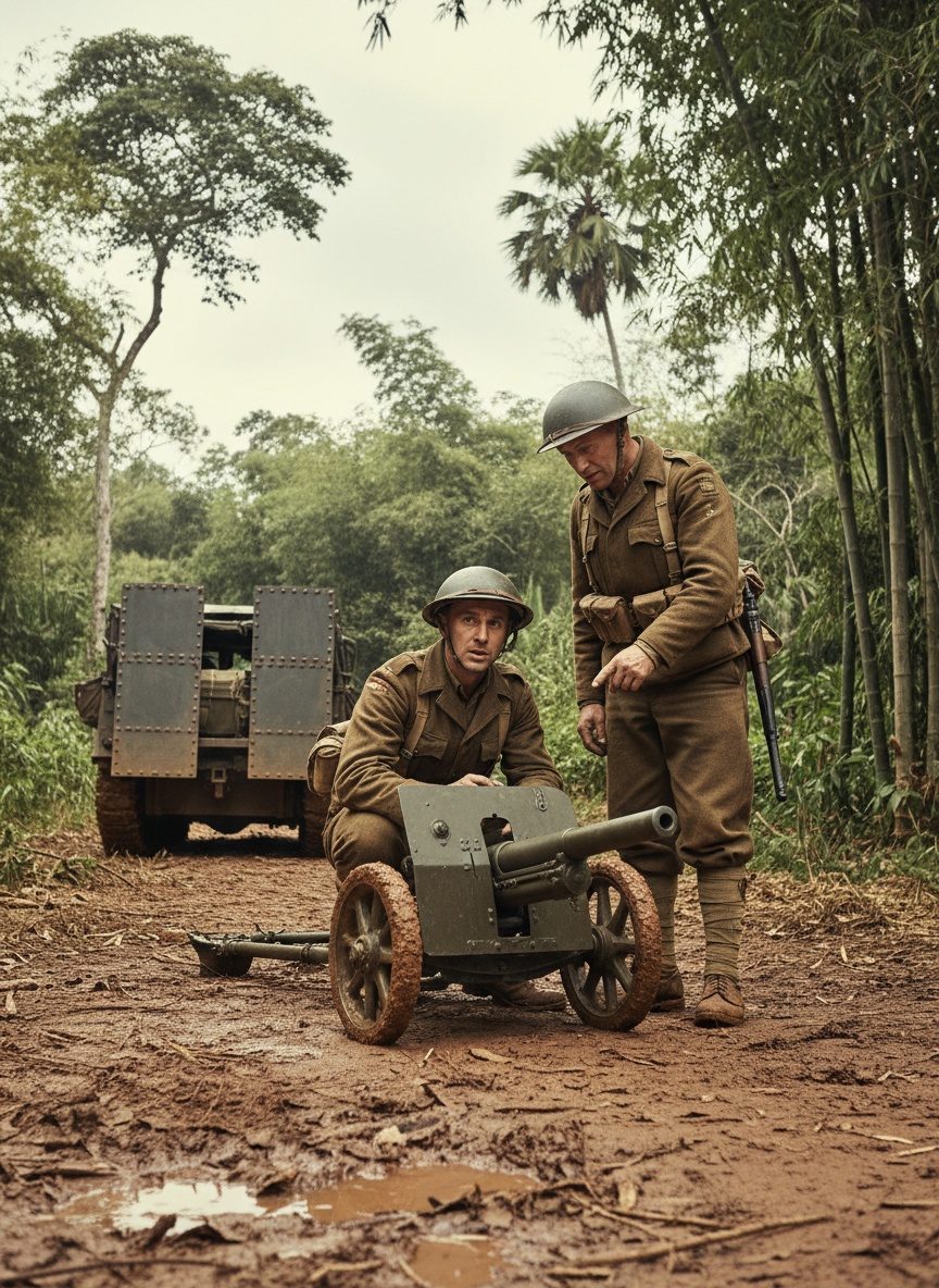 When British Troops Examined Japan's Guns in Burma, 1945