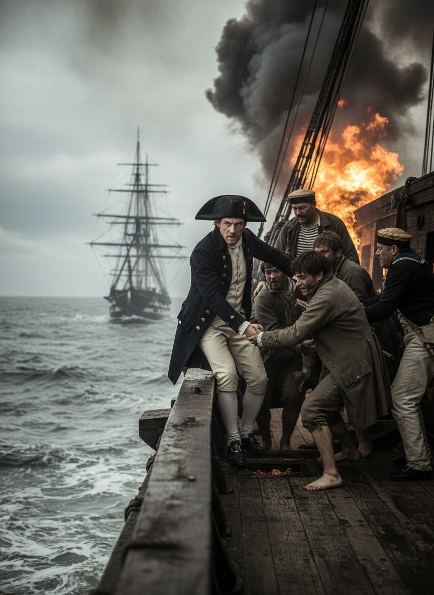 When Captain Pellew Freed French Prisoners from a Burning Ship