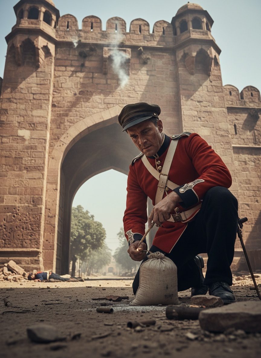 When John Nicholson's Engineer Blew the Kashmir Gate, 1857