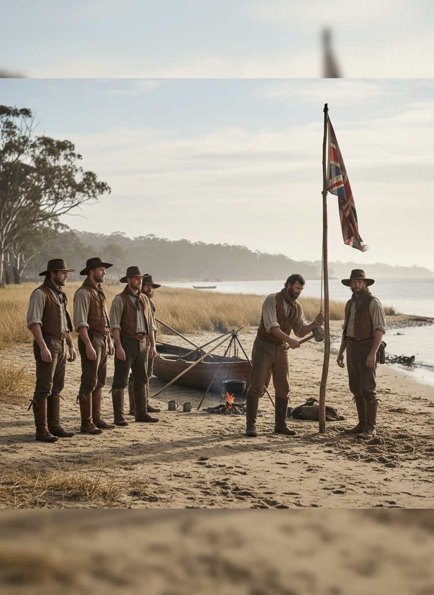 When John Pascoe Fawkner's Men First Camped at Port Phillip, 1835