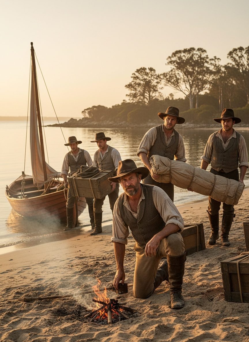 When John Pascoe Fawkner's Men First Camped at Port Phillip